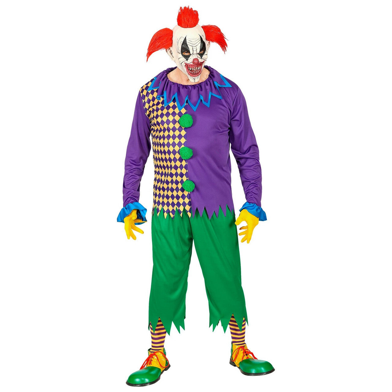 Op deze afbeelding zie je een Kostuums, van het merk Widmann. Enge Clown Cirque Du Macabre Man Kostuum