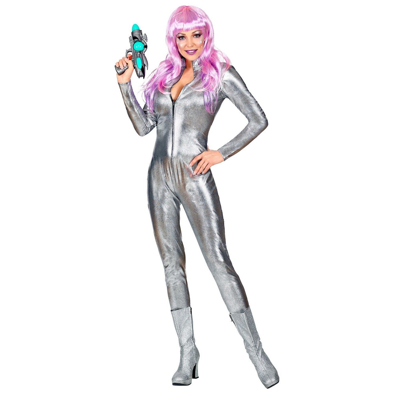 Op deze afbeelding zie je een Kostuums, van het merk Widmann. Space Girl Barbarella Ruimte Vrouw Kostuum