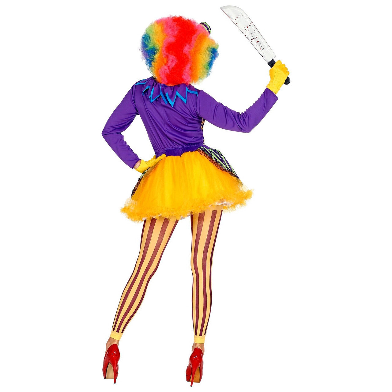 Op deze afbeelding zie je een Kostuums, van het merk Widmann. Knettergek Joker Circus Clown Vrouw Kostuum