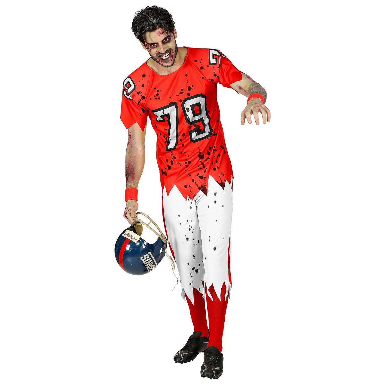 Op deze afbeelding zie je een Kostuums, van het merk Widmann. End Zone Zombie American Football Speler Man Kostuum