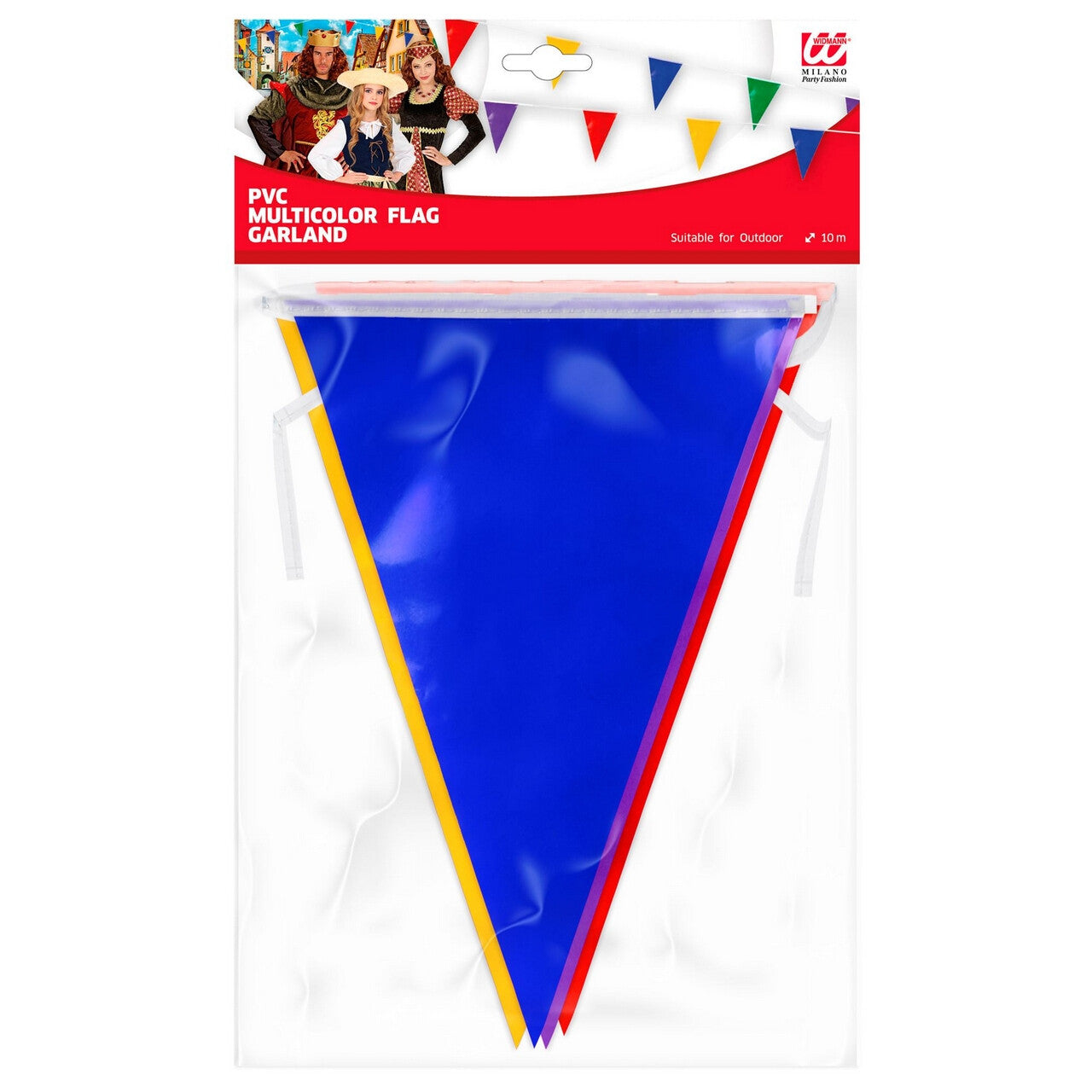 Op deze afbeelding zie je een Decoratie, van het merk Widmann. Feestelijke Vlaggenlijn Meerkleurig 10 Meter