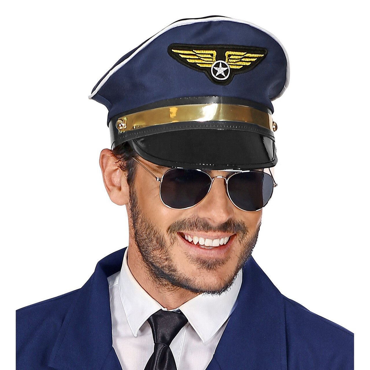Op deze afbeelding zie je een Accessoires, van het merk Widmann. Verstelbare Pilotenpet Golden Wings