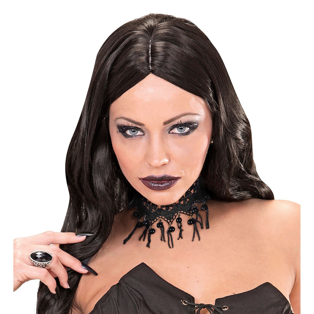 Op deze afbeelding zie je een Accessoires, van het merk Widmann. Zwarte Choker Medusa