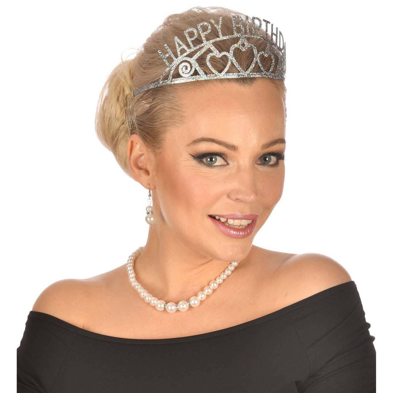 Op deze afbeelding zie je een Accessoires, van het merk Widmann. Tiara Happy Birthday Met Hartjes