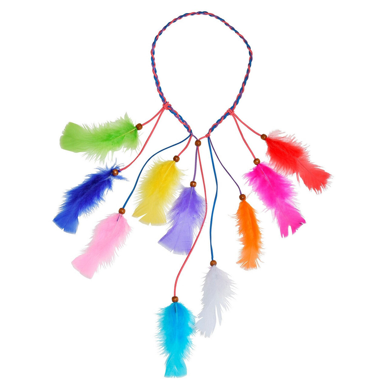 Op deze afbeelding zie je een Accessoires, van het merk Widmann. Hoofdband Hippie Indiaan Meerkleurige Veren