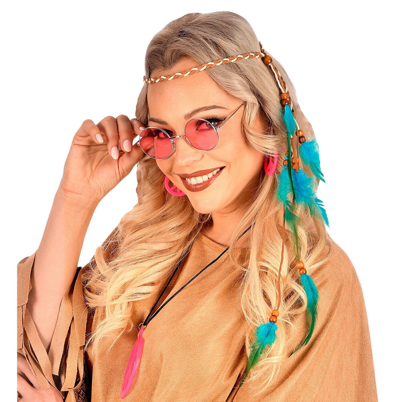 Op deze afbeelding zie je een Accessoires, van het merk Widmann. Veren Hoofdband Indiaan Turquoise