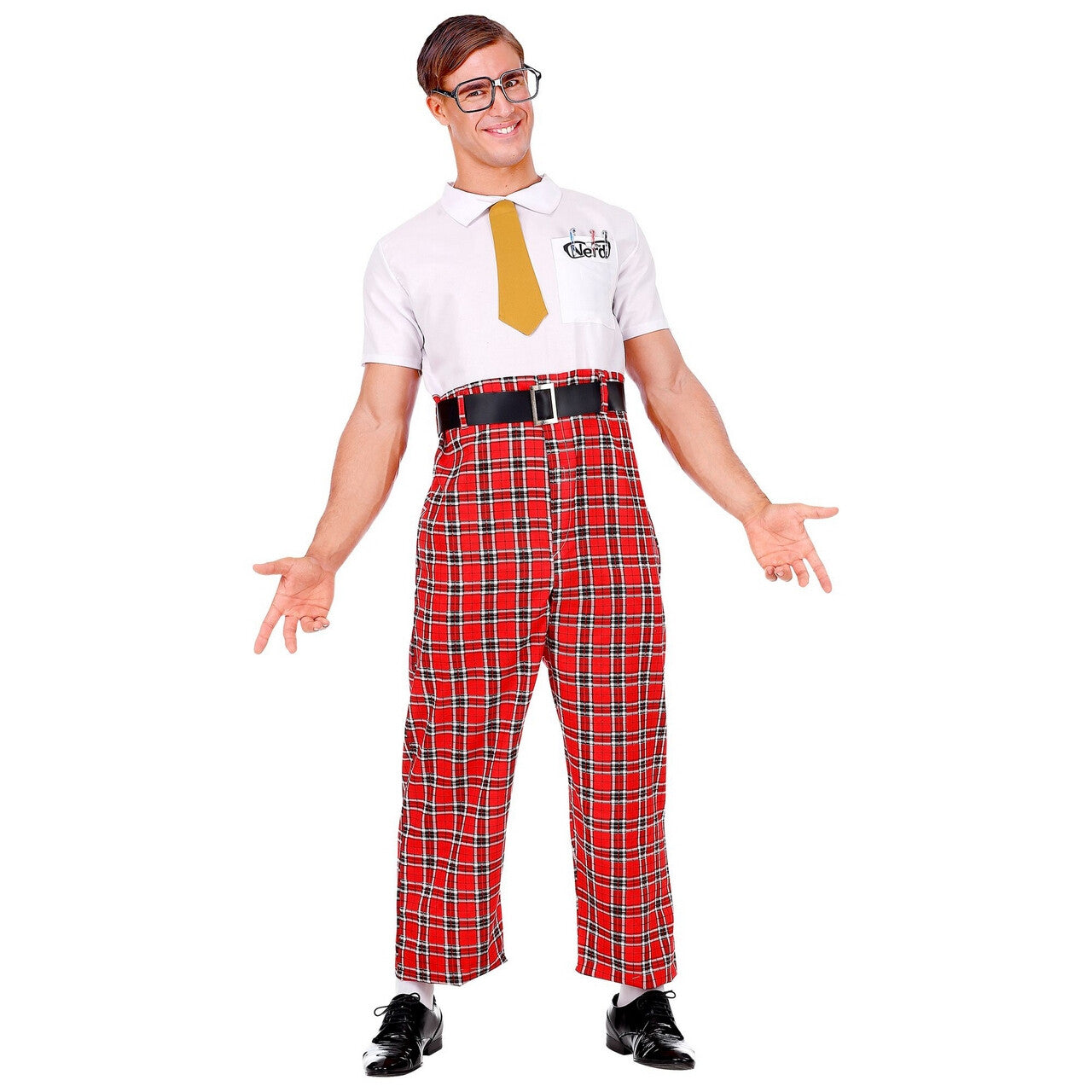 Op deze afbeelding zie je een Kostuums, van het merk Widmann. Te Slim Om Mooi Te Zijn Nerd Man Kostuum