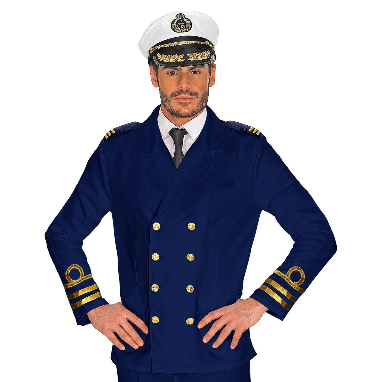 Op deze afbeelding zie je een Kostuums, van het merk Widmann. Jas Marine Officier Oorlogskruiser Man