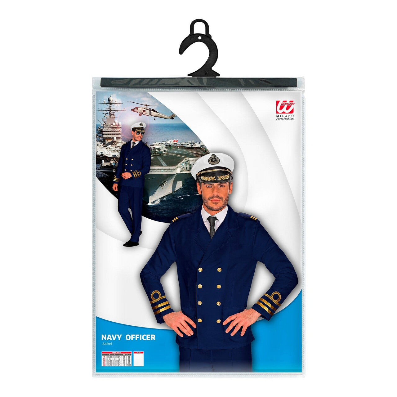 Op deze afbeelding zie je een Kostuums, van het merk Widmann. Jas Marine Officier Oorlogskruiser Man