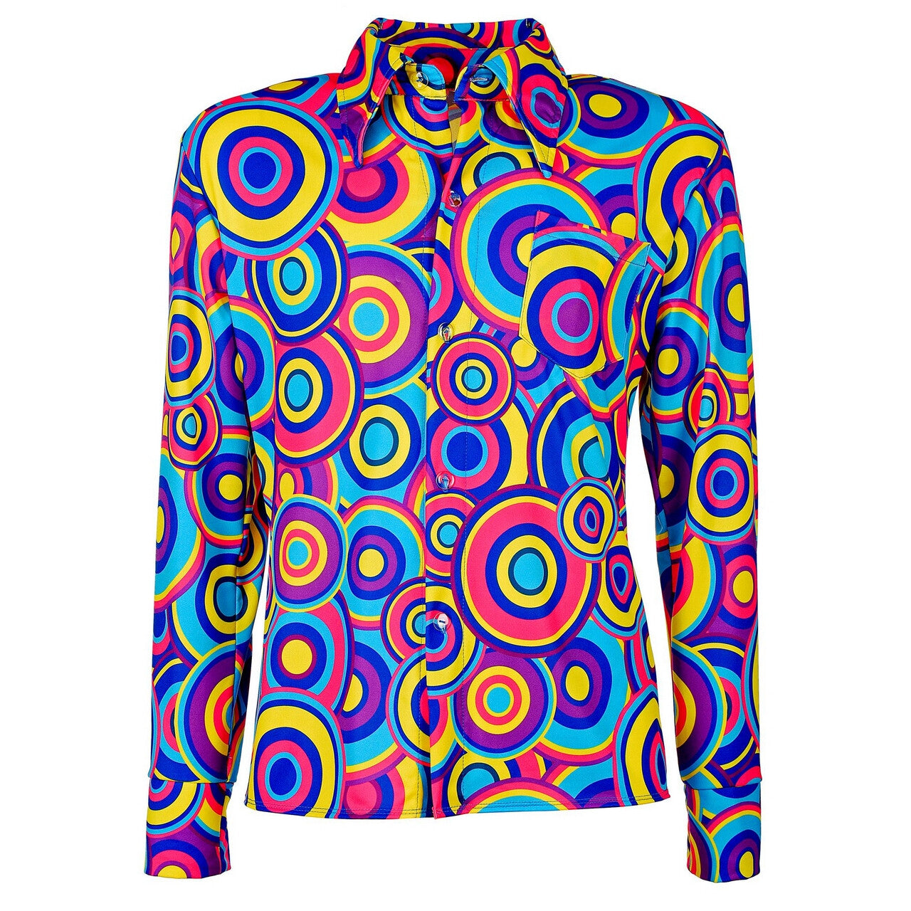 Op deze afbeelding zie je een Kostuums, van het merk Widmann. Jaren 70 Prins Van De Dansvloer Shirt Man