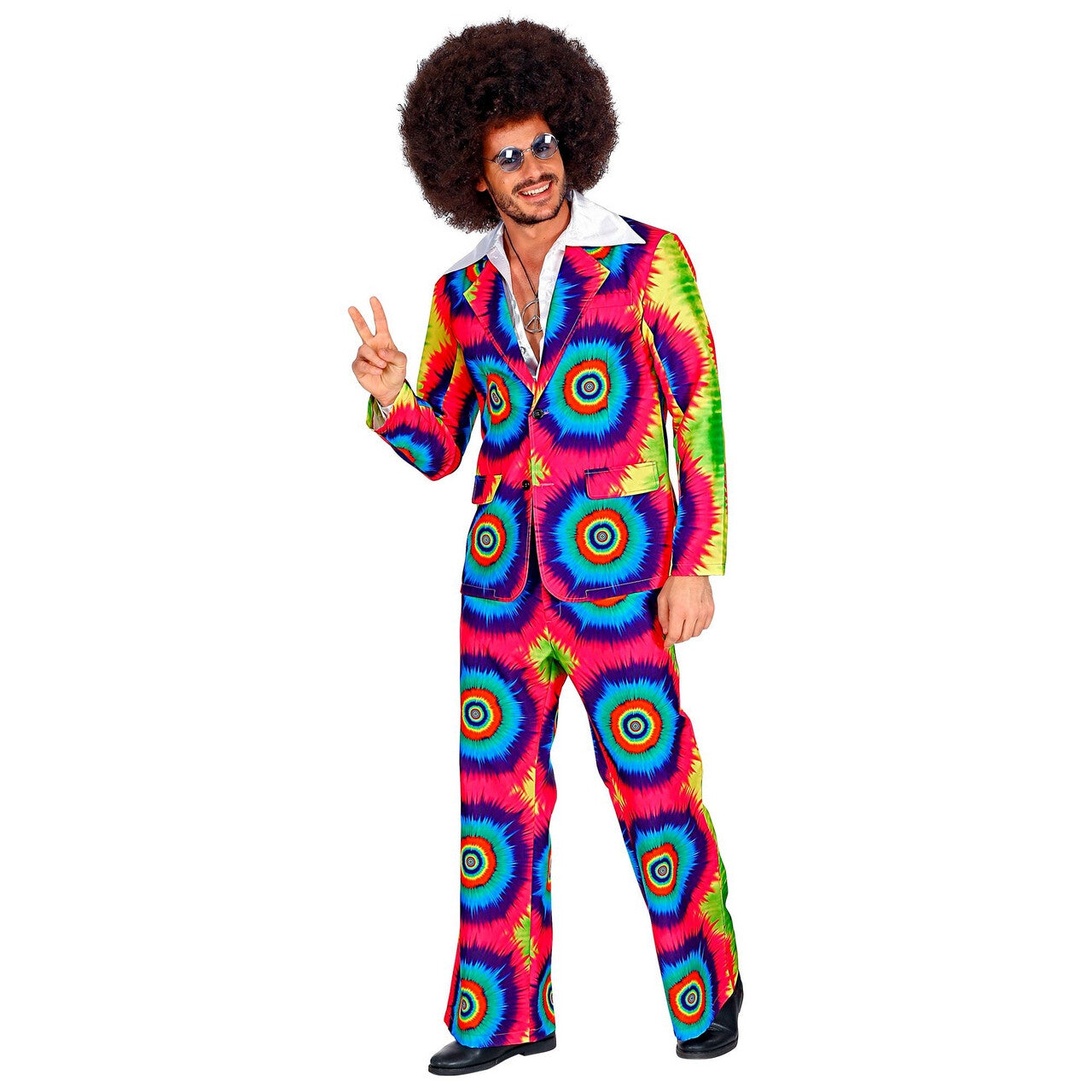 Op deze afbeelding zie je een Kostuums, van het merk Widmann. Psychedelisch Tie Dye Jaren 60 Man Kostuum