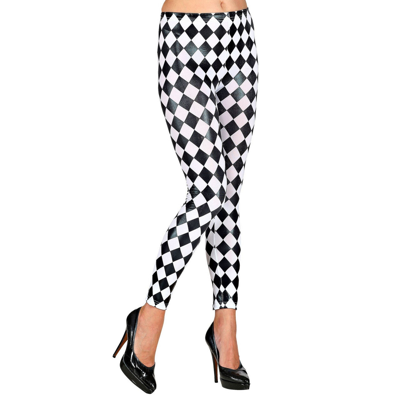 Op deze afbeelding zie je een Accessoires, van het merk Widmann. Harlekijn Legging Zwart Witte Ruit
