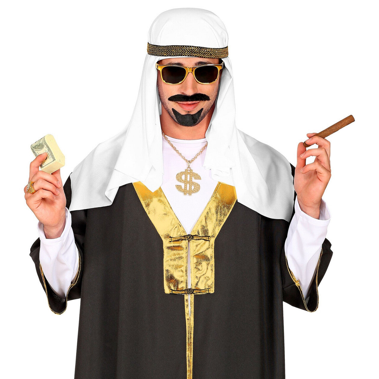 Op deze afbeelding zie je een Accessoires, van het merk Widmann. Witte Keffiyeh Hoofdbedekking Golfstaten Arabier