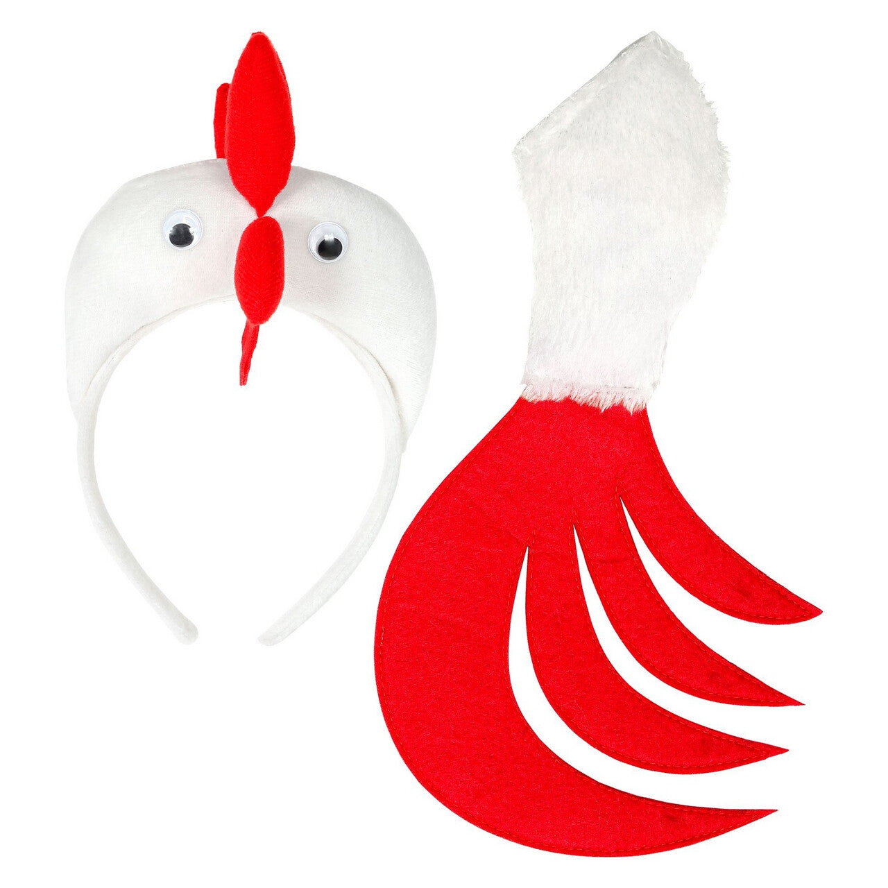 Op deze afbeelding zie je een Accessoires, van het merk Widmann. Kop Met Hanenkam En Staart Haan