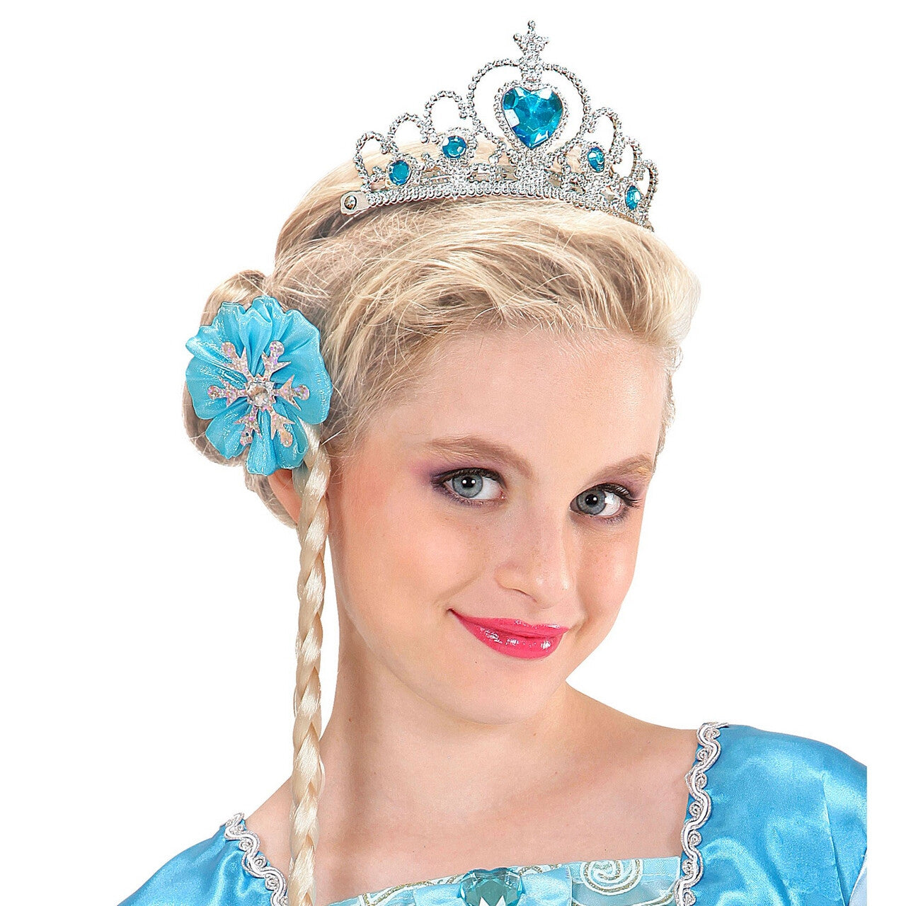 Op deze afbeelding zie je een Accessoires, van het merk Widmann. Zilveren Tiara Met Turquoise Steentjes Prinses