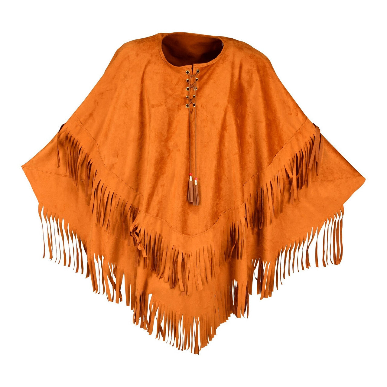 Op deze afbeelding zie je een Kostuums, van het merk Widmann. Poncho Met Franjes Prairie Hippie Kostuum