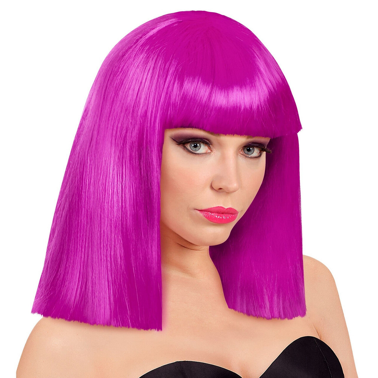 Op deze afbeelding zie je een Accessoires, van het merk Widmann. Pruik Showgirl Steil Haar Paars