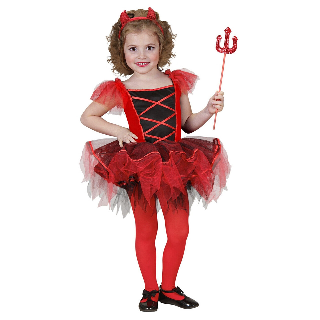 Op deze afbeelding zie je een Kostuums, van het merk Widmann. Dansende Duivel Ballerina Meisje Kostuum