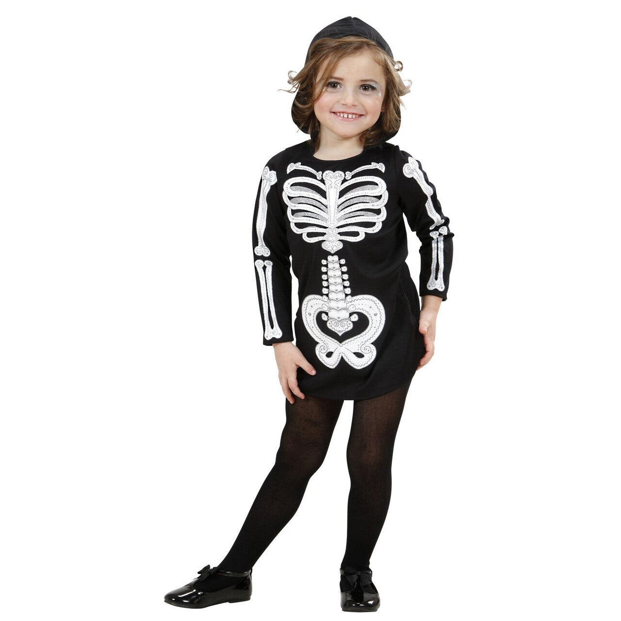 Op deze afbeelding zie je een Kostuums, van het merk Widmann. Afgrijselijk Angstaanjagend Skelet Halloween Meisje Kostuum