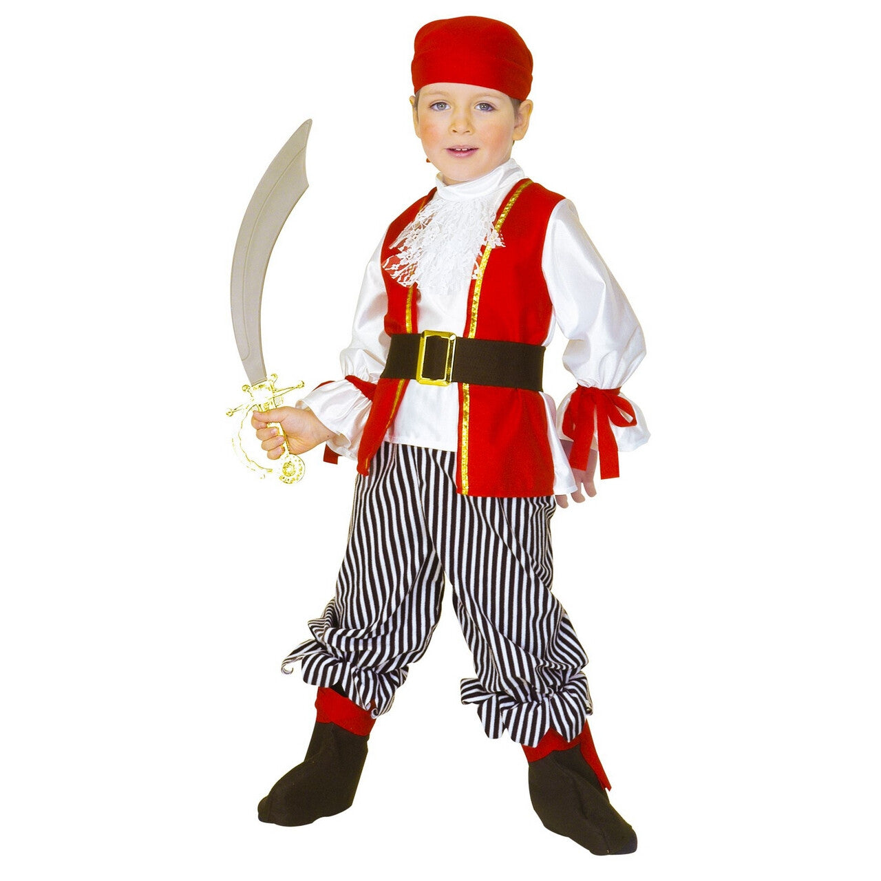 Op deze afbeelding zie je een Kostuums, van het merk Widmann. Zuiderzee Zeerover Grote Buit Rood Kind Kostuum