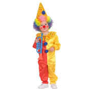 Op deze afbeelding zie je een Kostuums, van het merk Widmann. Geel Rode Stippen Circus Clown Kostuum Pepijn Proest Kind
