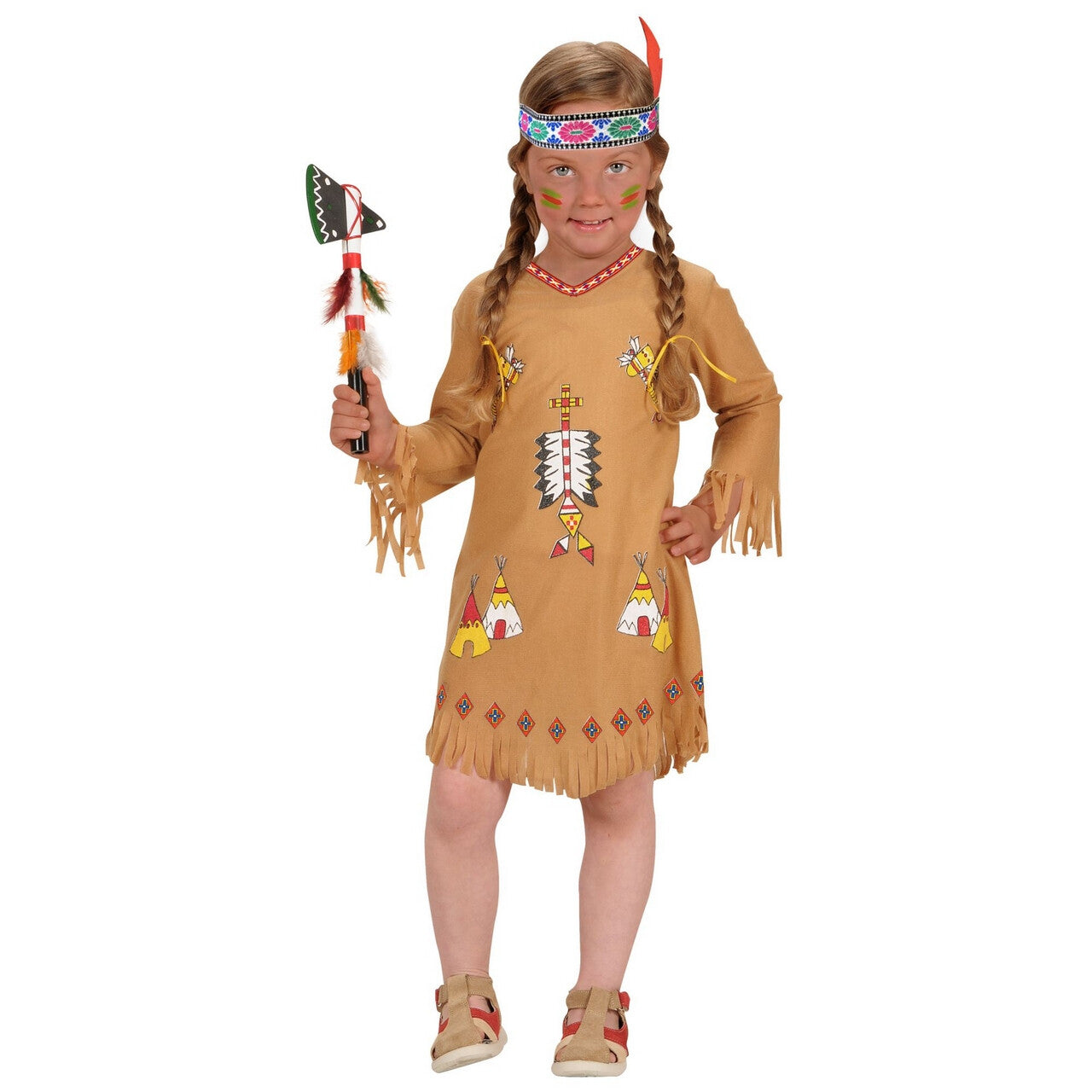 Op deze afbeelding zie je een Kostuums, van het merk Widmann. Walla Walla Wigwam Indiaan Washington Meisje Kostuum