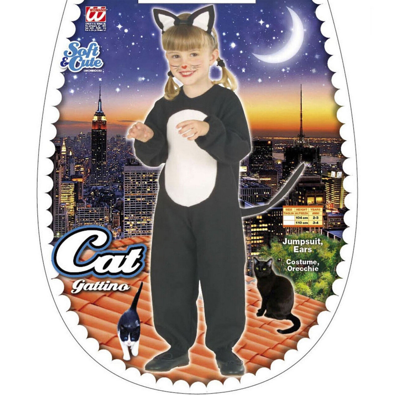 Op deze afbeelding zie je een Kostuums, van het merk Widmann. Zwarte Kat Op Muizenjacht Kind Kostuum