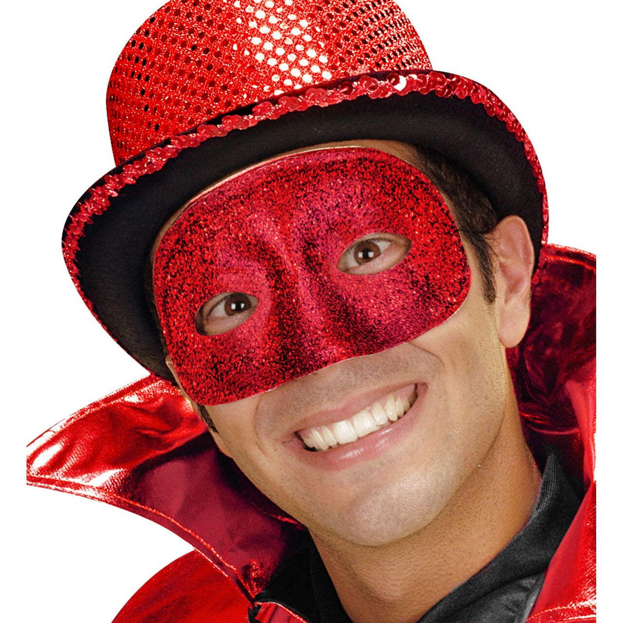 Op deze afbeelding zie je een Accessoires, van het merk Widmann. Oogmasker Acapulco Glitter Rood