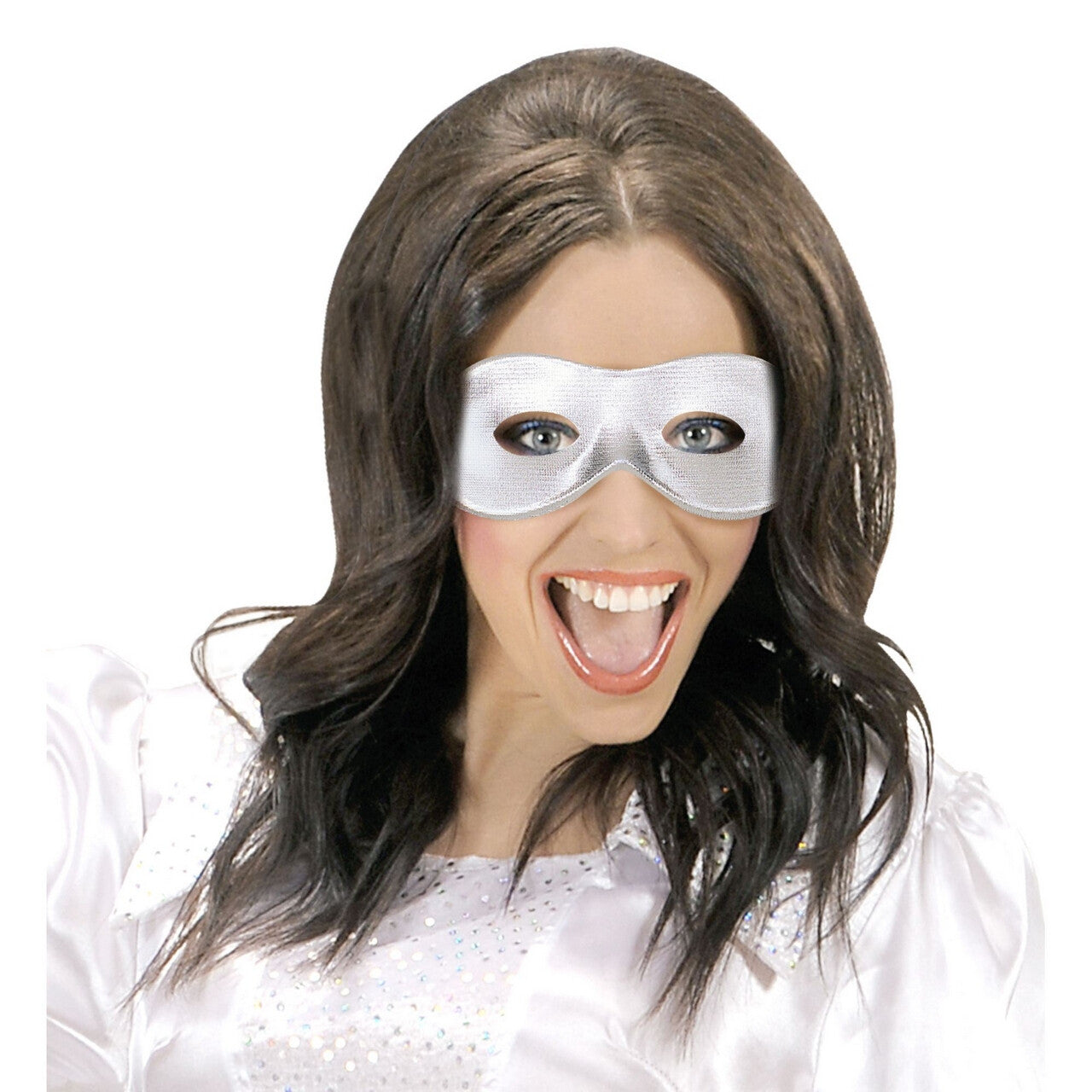 Op deze afbeelding zie je een Accessoires, van het merk Widmann. Oogmasker Fiesta Zilver