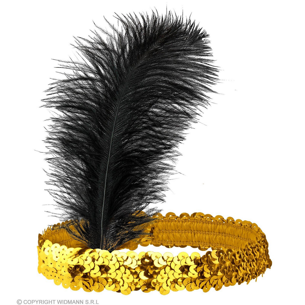Op deze afbeelding zie je een Accessoires, van het merk Widmann. Jaren 20 Pailletten Hoofdband Met Veer, Goud