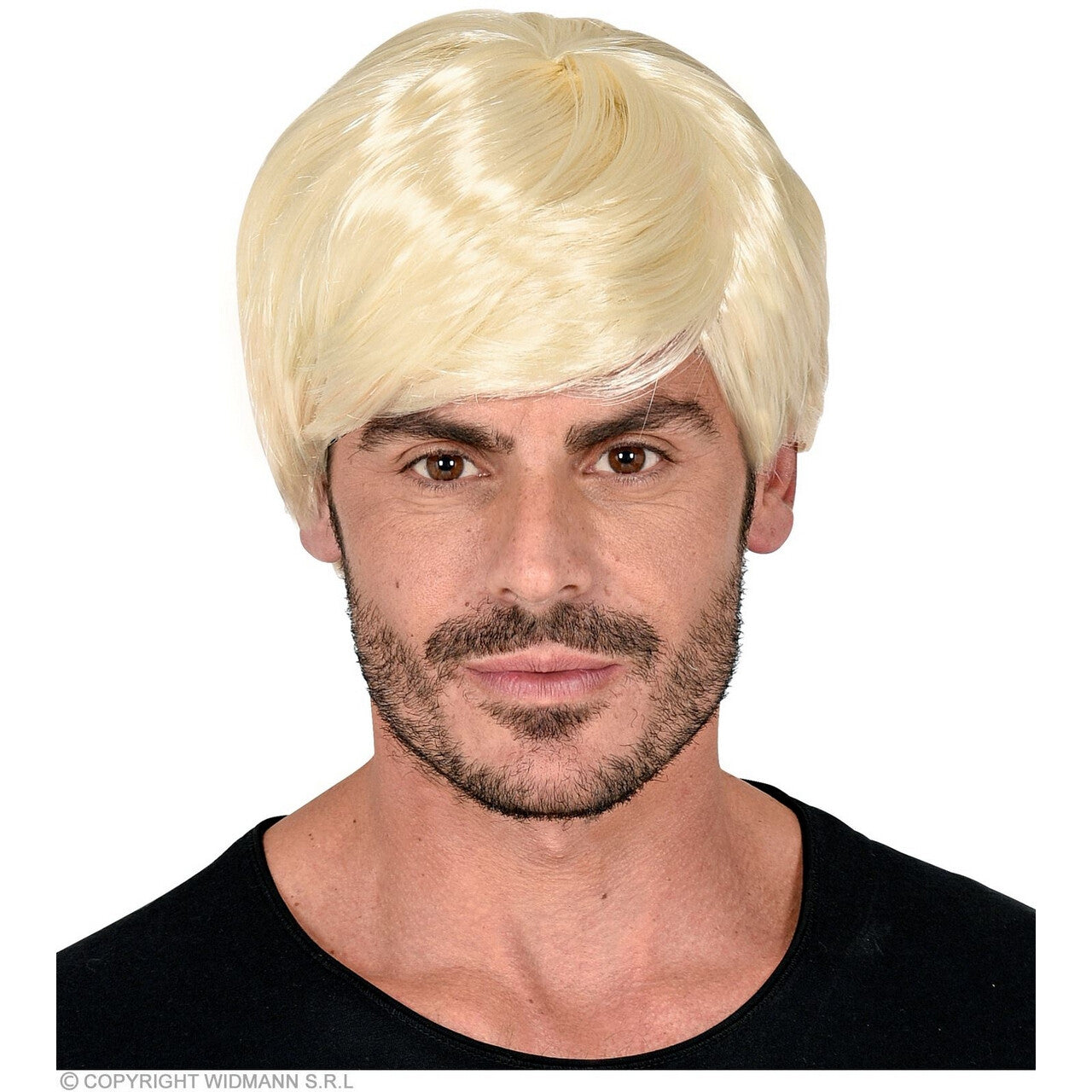 Op deze afbeelding zie je een Accessoires, van het merk Widmann. Jaren 60 Pruik Donkerblond Hendrik