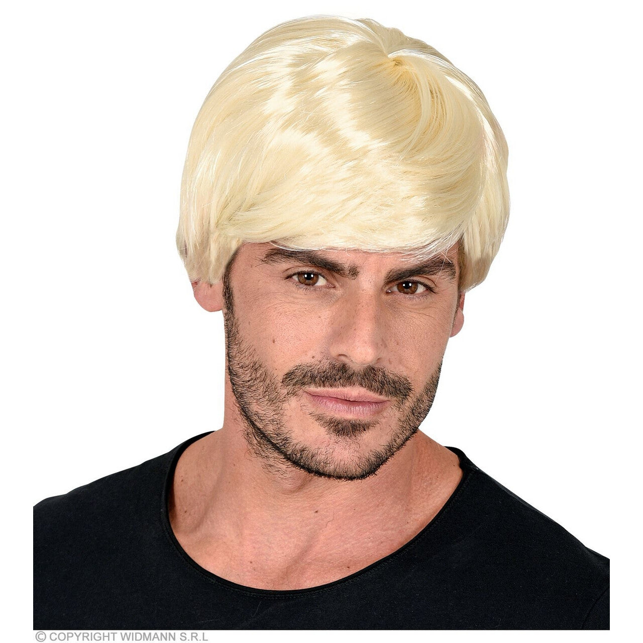 Op deze afbeelding zie je een Accessoires, van het merk Widmann. Jaren 60 Pruik Donkerblond Hendrik