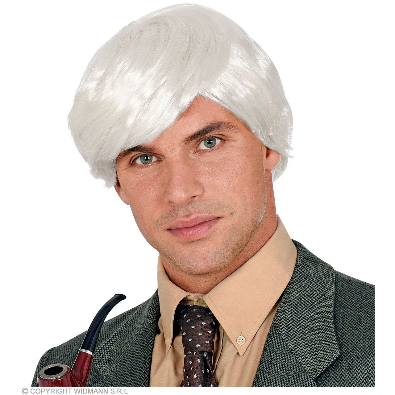 Op deze afbeelding zie je een Accessoires, van het merk Widmann. Hemels Witte Pruik Alfred 60s