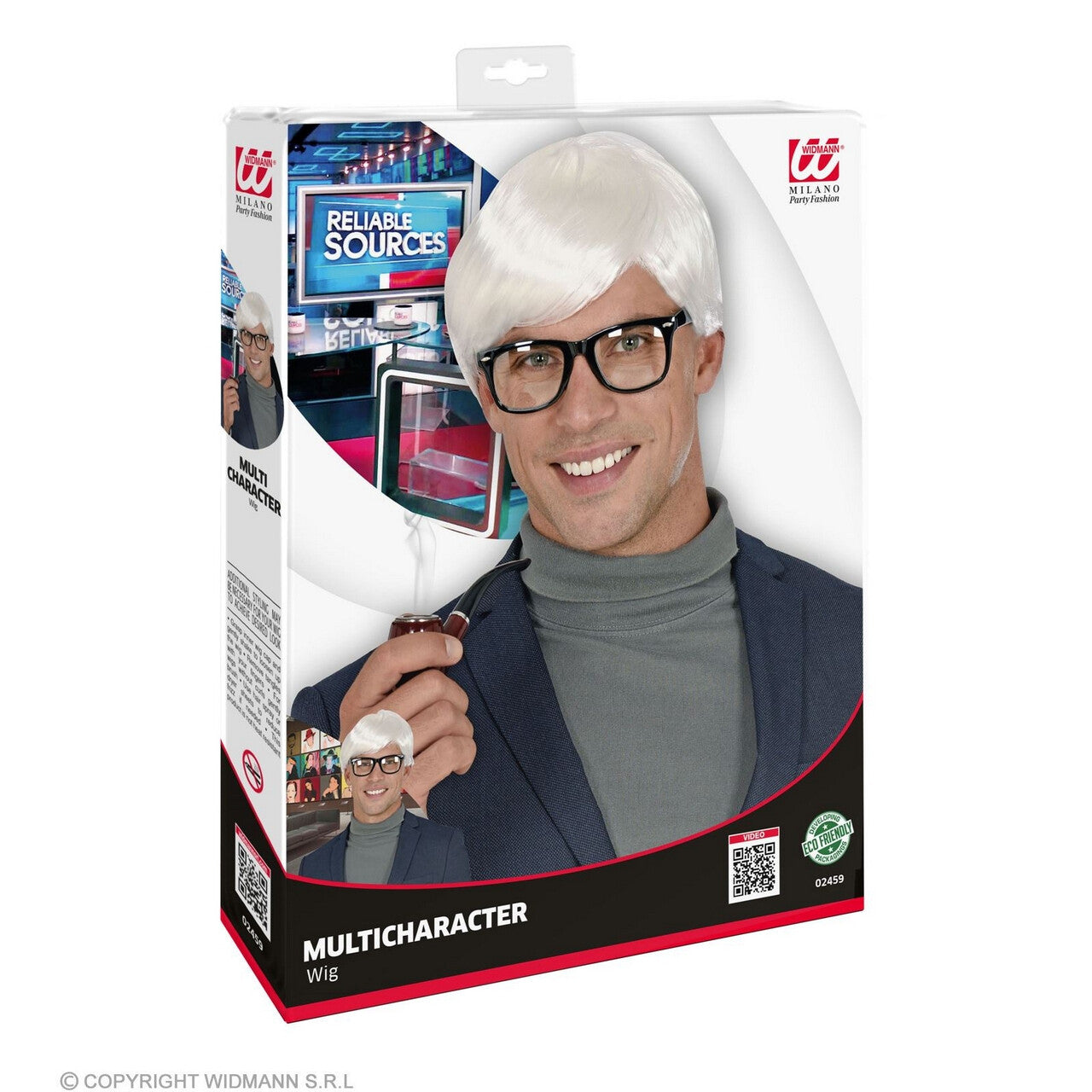 Op deze afbeelding zie je een Accessoires, van het merk Widmann. Hemels Witte Pruik Alfred 60s