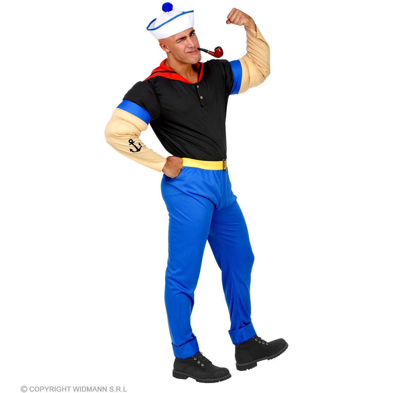 Op deze afbeelding zie je een Kostuums, van het merk Widmann. Spierballen Zeeman De Super Matroos Kostuum