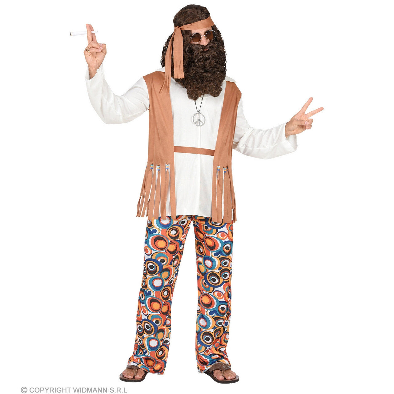 Op deze afbeelding zie je een Kostuums, van het merk Widmann. Imagine All The Hippies Lenny Man Kostuum