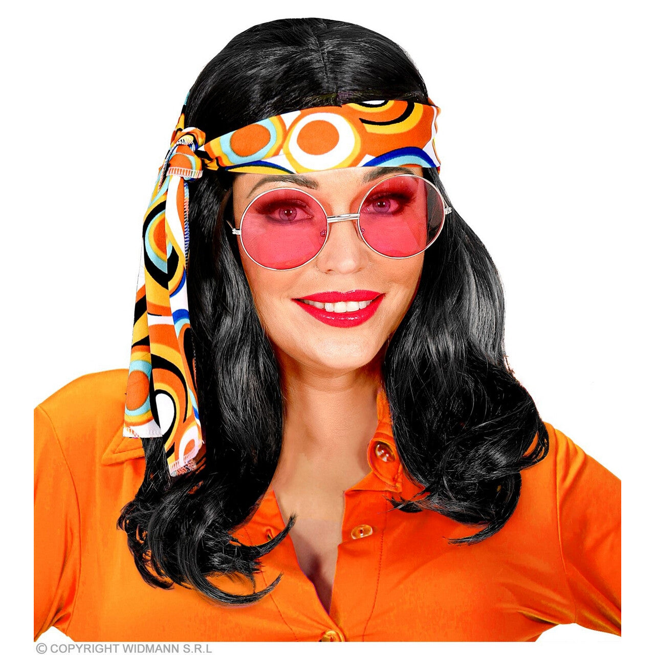 Op deze afbeelding zie je een Accessoires, van het merk Widmann. 70sdisco Pruik Met Hoofdband Zwart