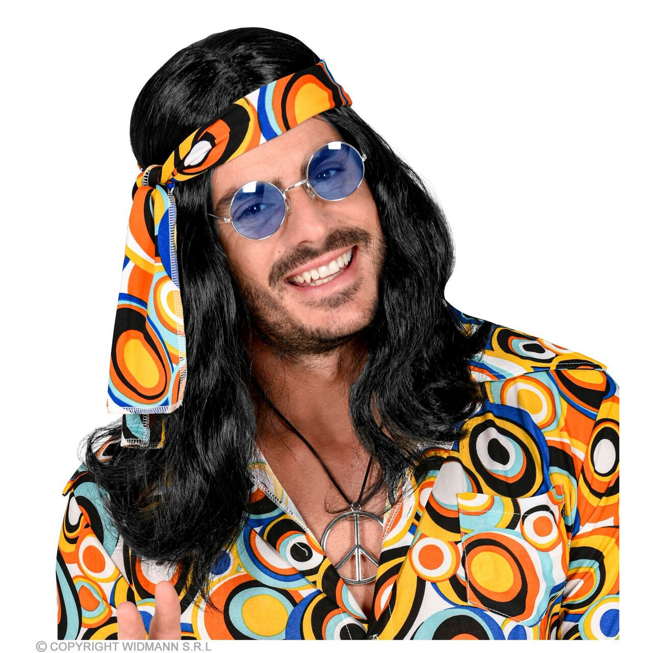 Op deze afbeelding zie je een Accessoires, van het merk Widmann. 70sdisco Pruik Met Hoofdband Zwart