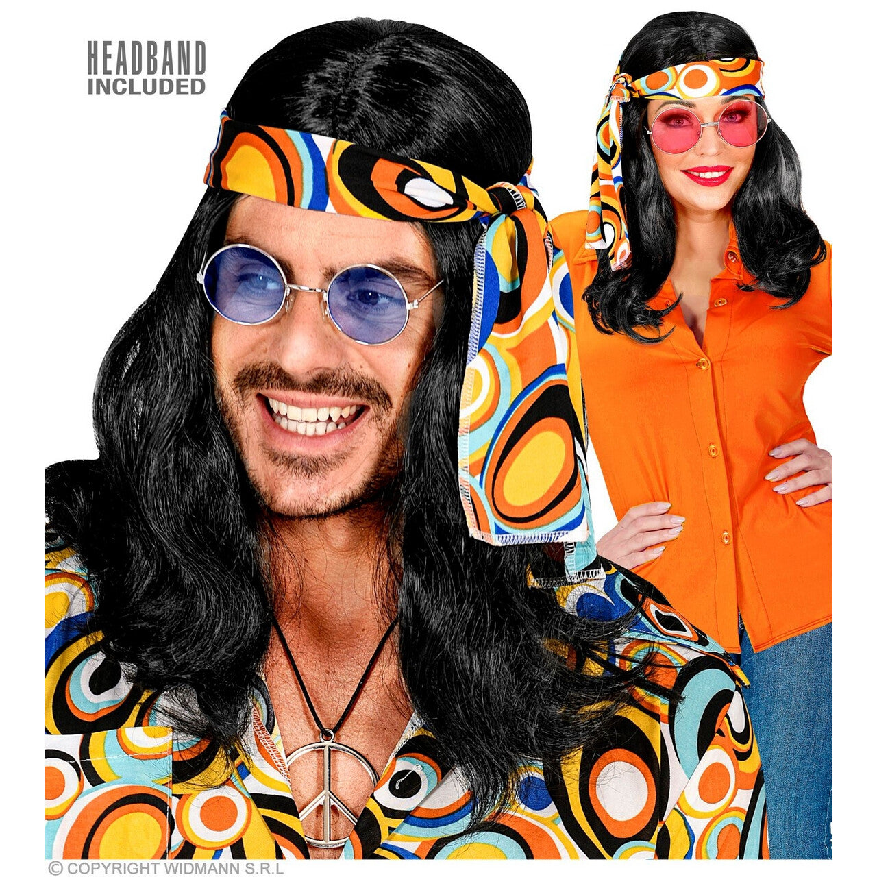 Op deze afbeelding zie je een Accessoires, van het merk Widmann. 70sdisco Pruik Met Hoofdband Zwart