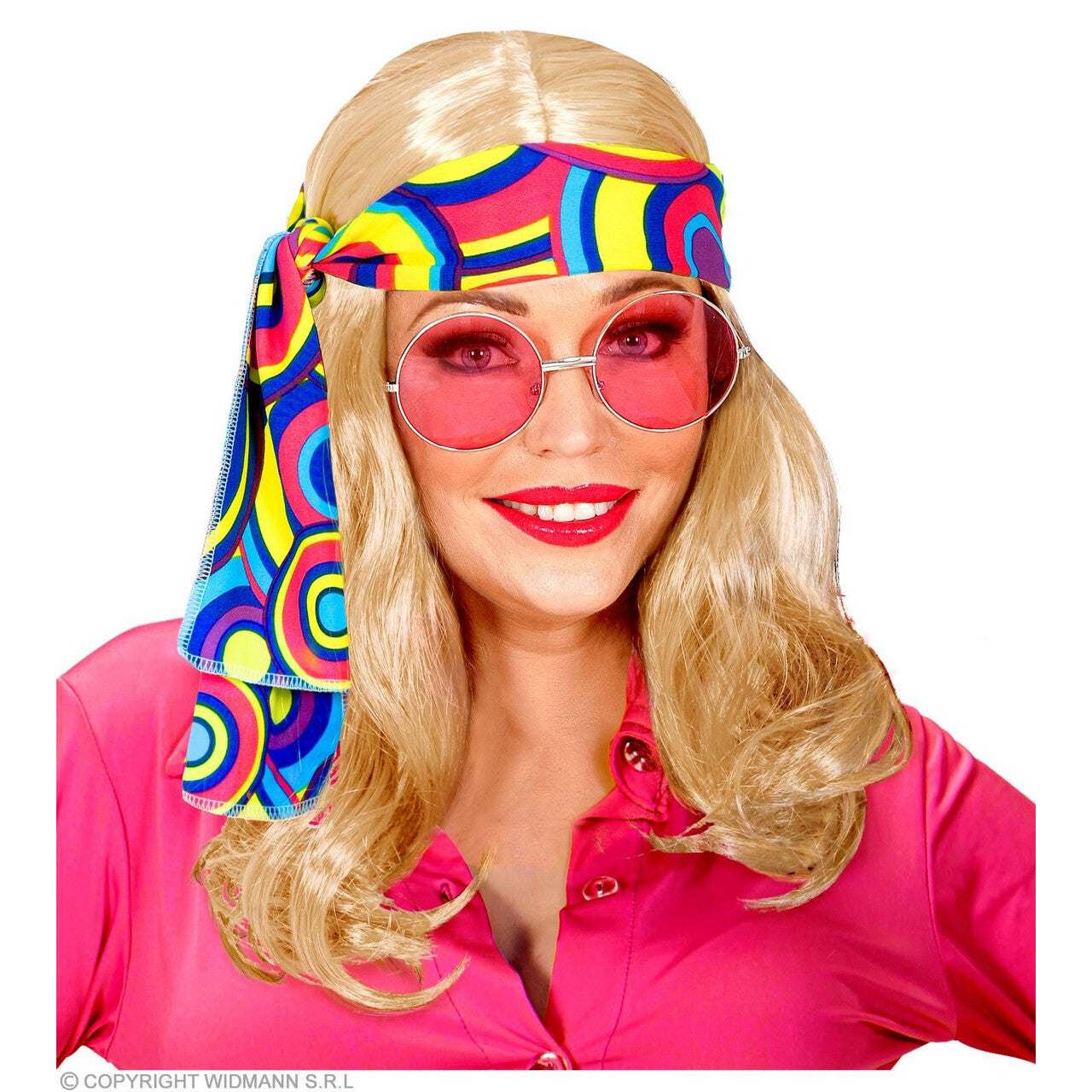 Op deze afbeelding zie je een Accessoires, van het merk Widmann. 70s Disco Pruik Met Hoofdband Blond