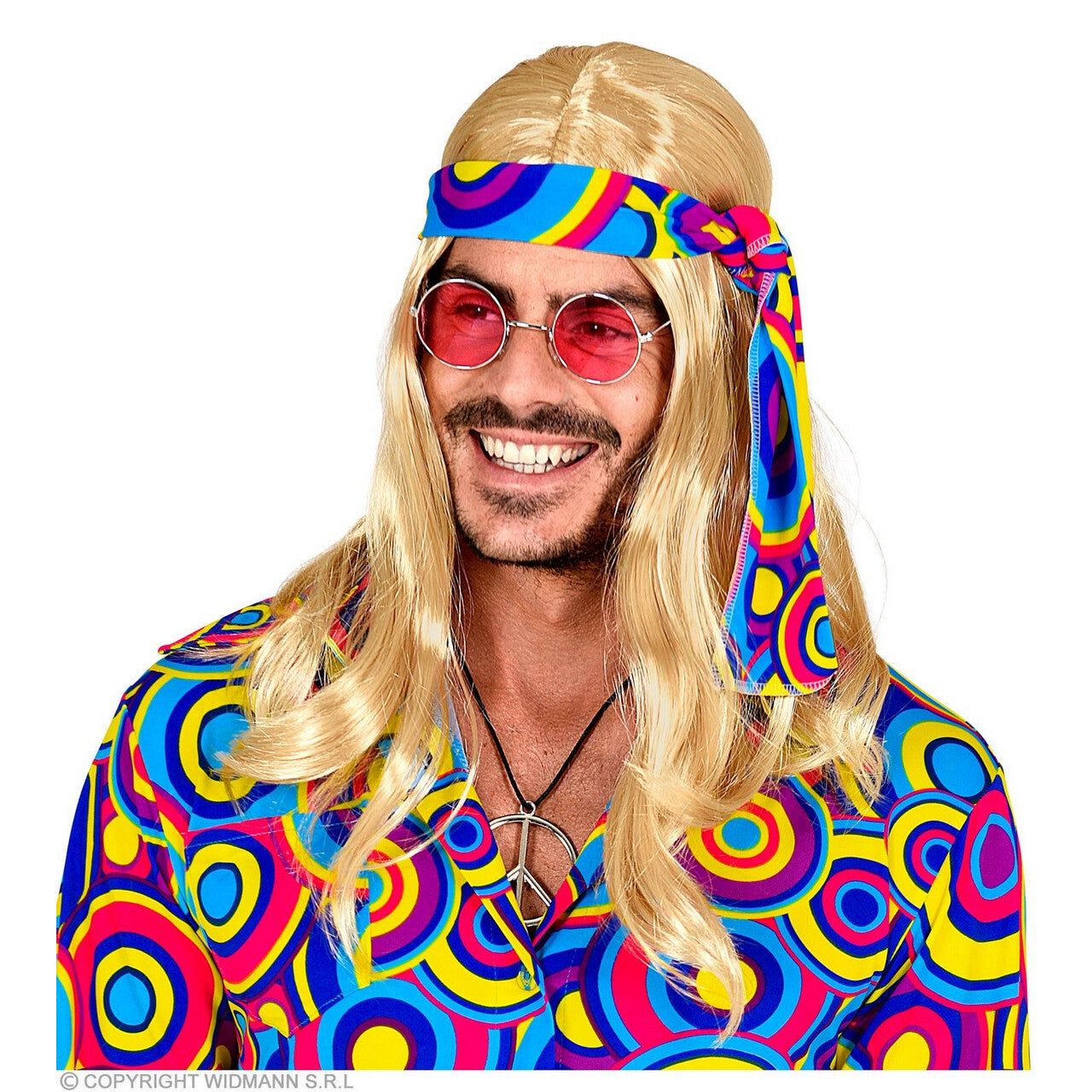 Op deze afbeelding zie je een Accessoires, van het merk Widmann. 70s Disco Pruik Met Hoofdband Blond