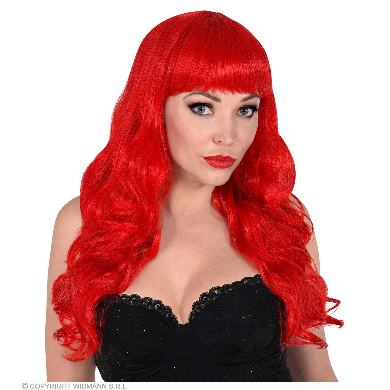 Op deze afbeelding zie je een Accessoires, van het merk Widmann. Pruik Bella Von Oceanica, Rood