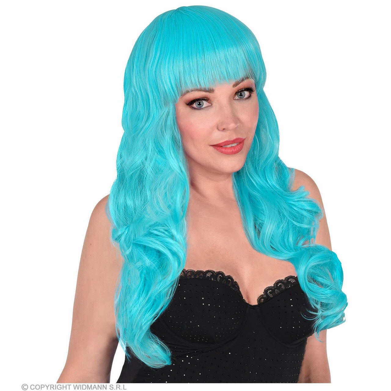Op deze afbeelding zie je een Accessoires, van het merk Widmann. Pruik, Bella Von Hiemelen, Lichtblauw