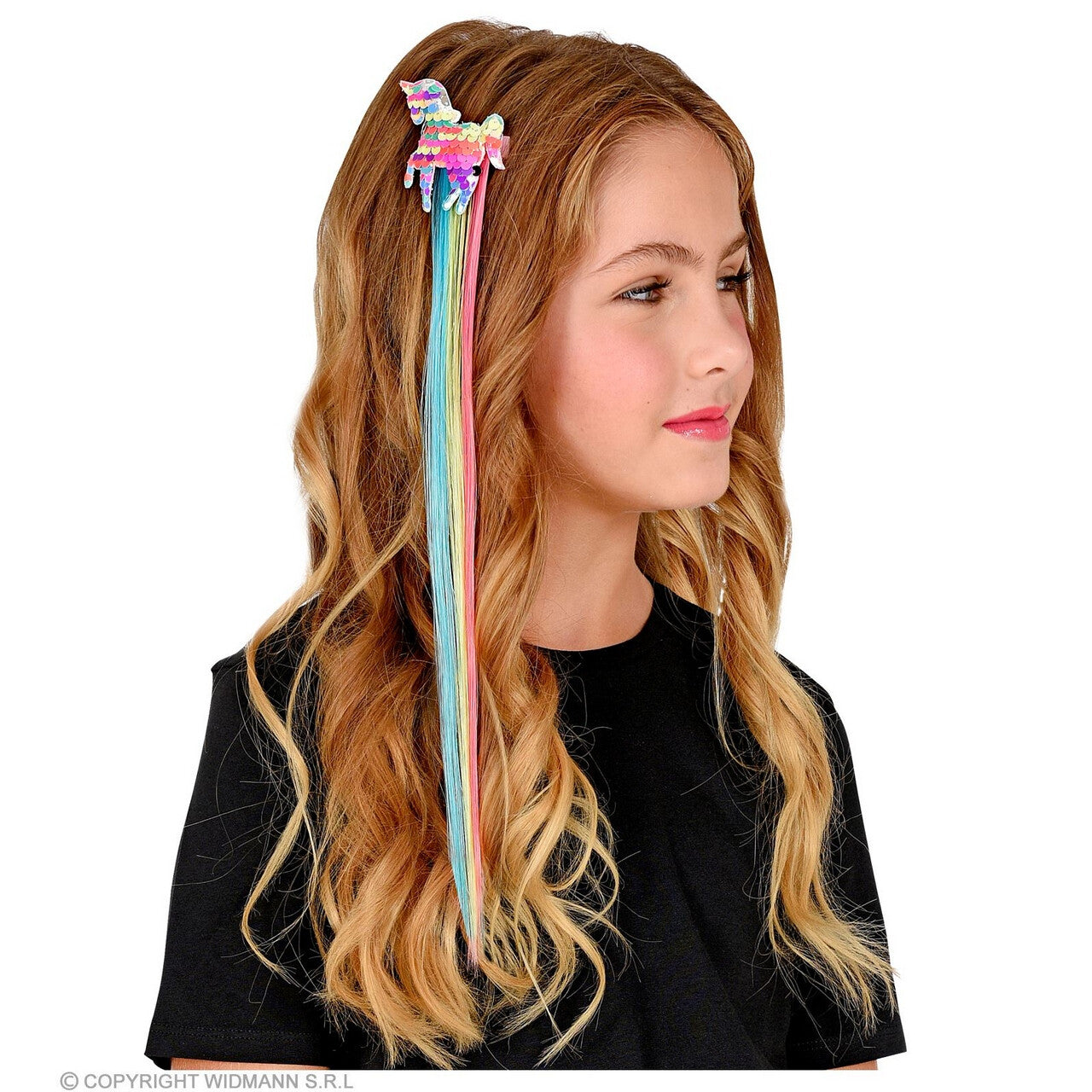 Op deze afbeelding zie je een Accessoires, van het merk Widmann. Hair Extension My Little Eenhoorn