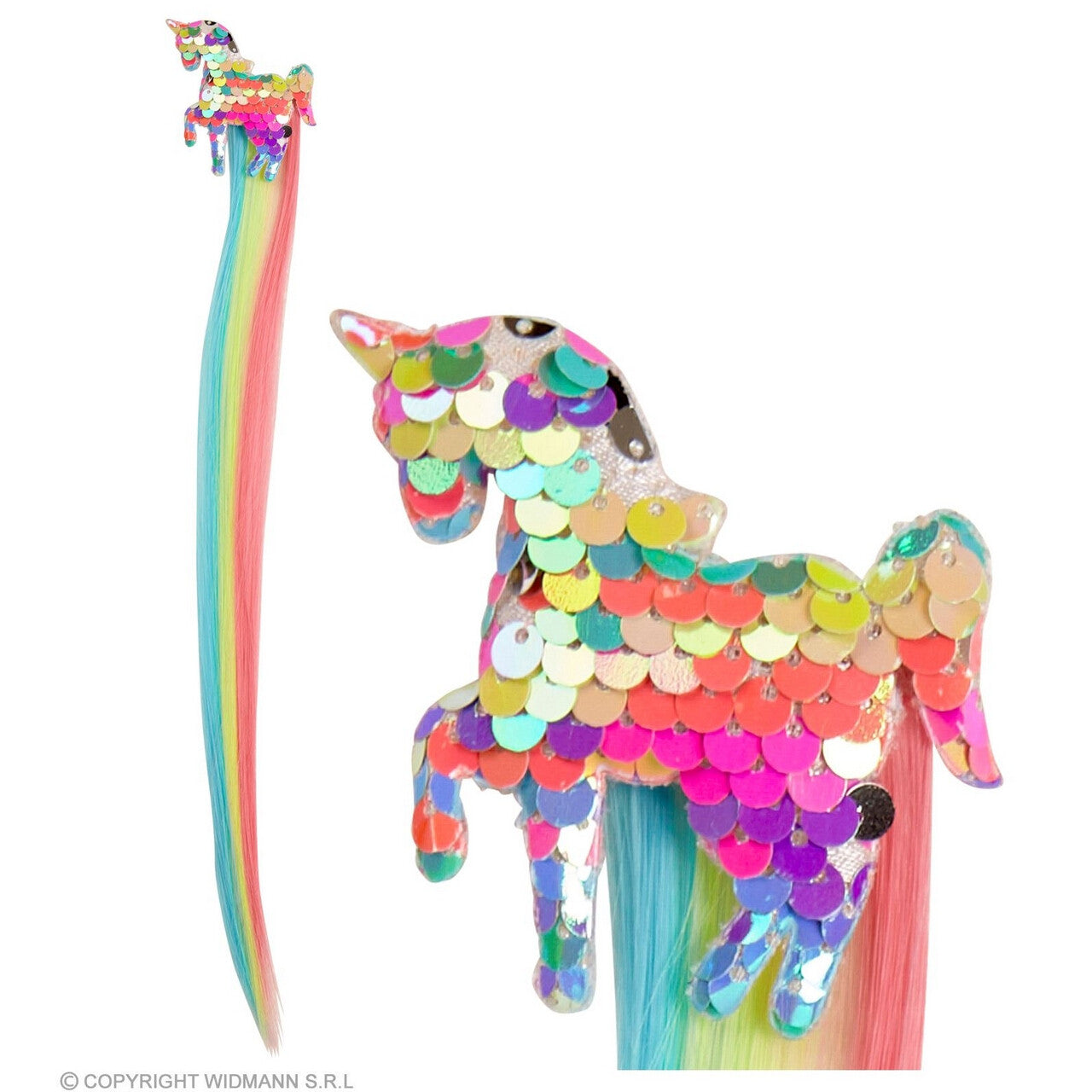 Op deze afbeelding zie je een Accessoires, van het merk Widmann. Hair Extension My Little Eenhoorn