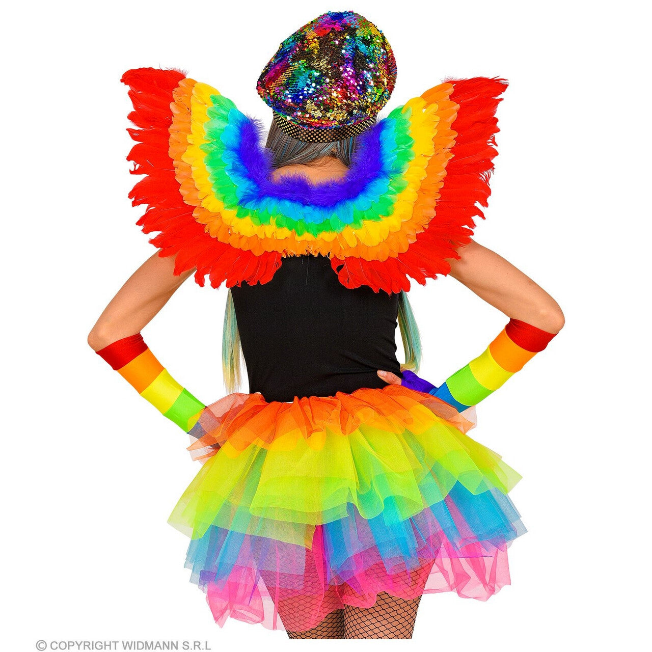 Op deze afbeelding zie je een Accessoires, van het merk Widmann. Fantasie Festival Regenboog Pet Met Haar