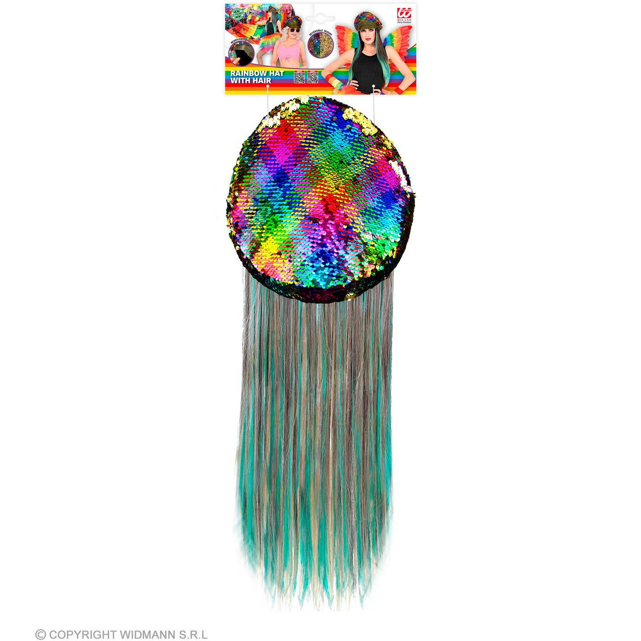 Op deze afbeelding zie je een Accessoires, van het merk Widmann. Fantasie Festival Regenboog Pet Met Haar