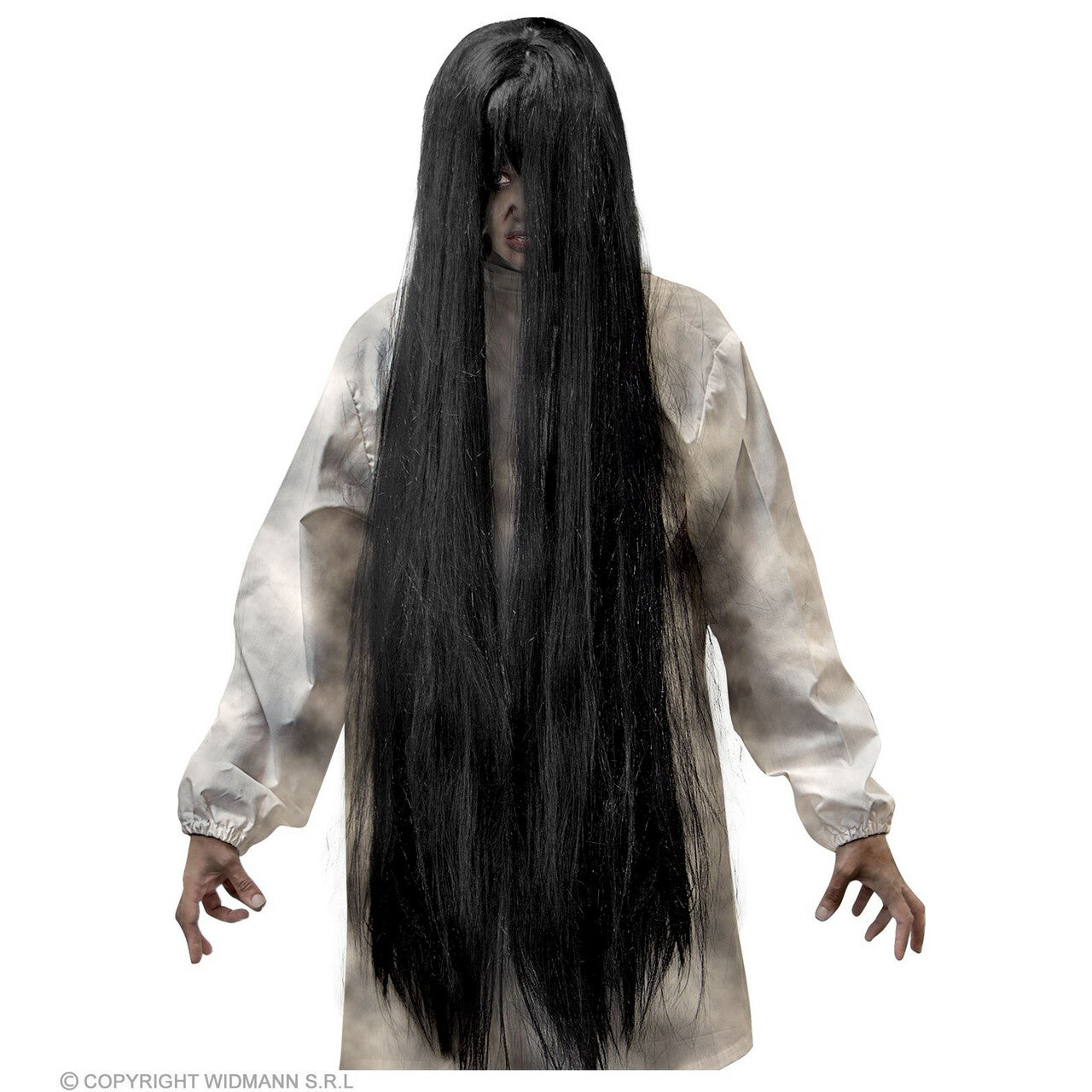 Op deze afbeelding zie je een Accessoires, van het merk Widmann. Horror Pruik Samara 100cm Zwart
