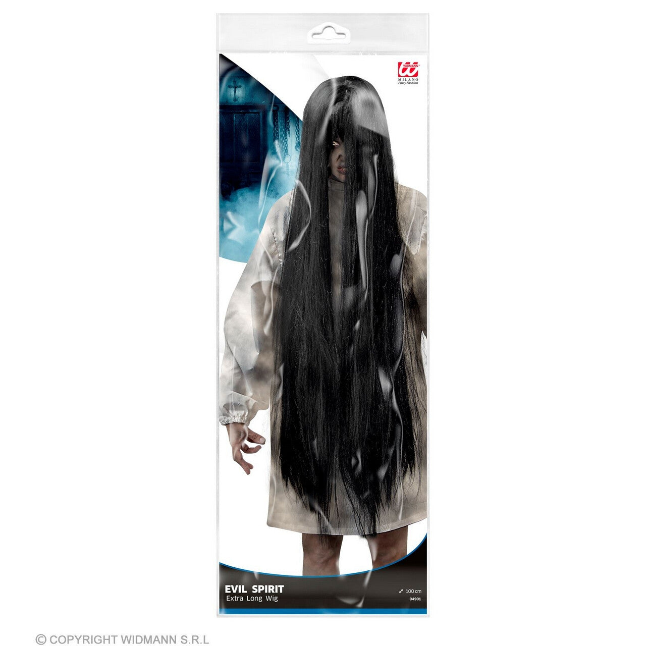 Op deze afbeelding zie je een Accessoires, van het merk Widmann. Horror Pruik Samara 100cm Zwart