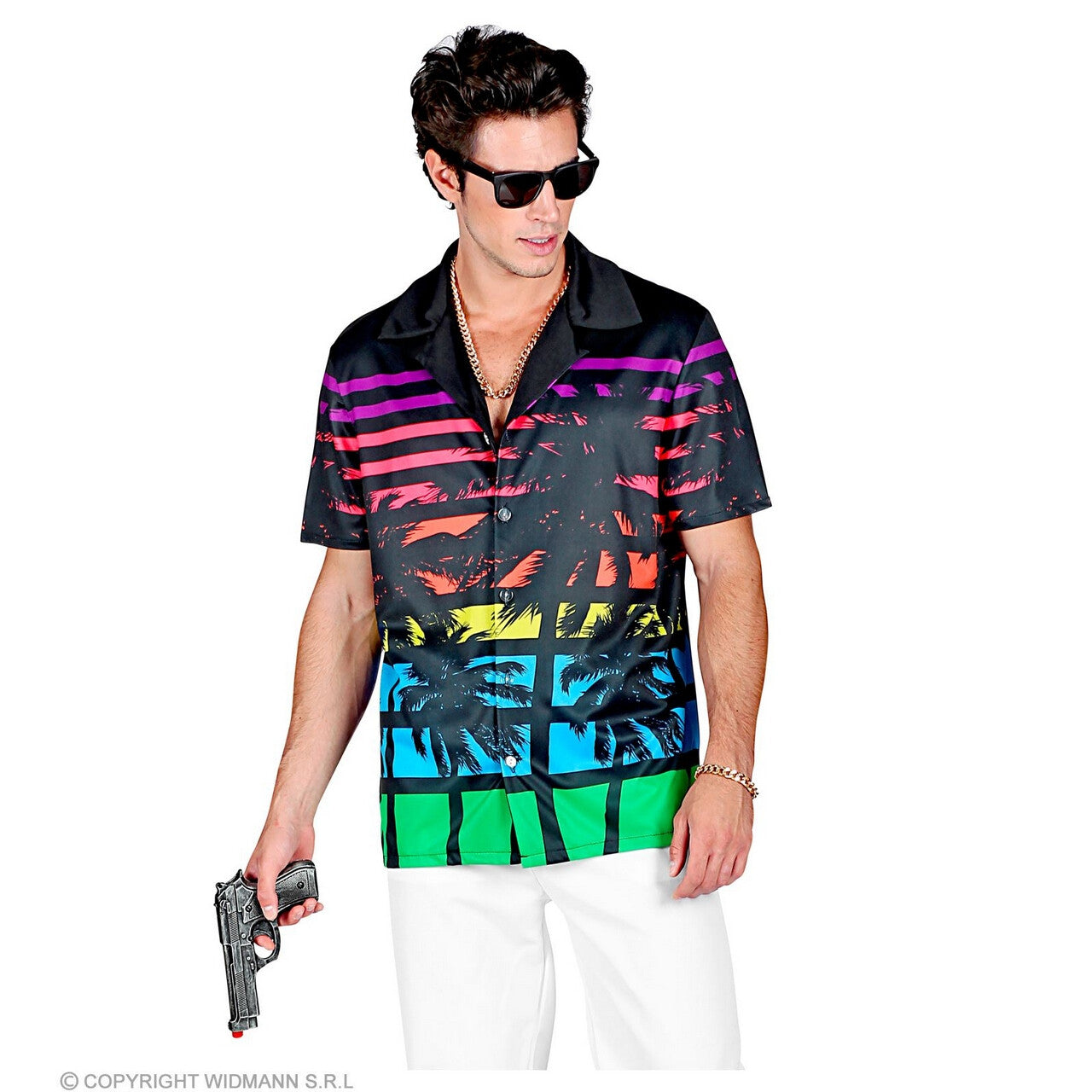 Op deze afbeelding zie je een Kostuums, van het merk Widmann. 80s Miami Palm Shirt Man